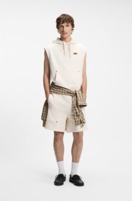 Loose-fit shorts in cotton with utility pockets, Natural