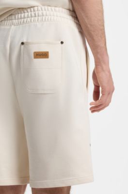 Shorts loose fit de algod&oacute;n con bolsillos de estilo utilitario, Natural