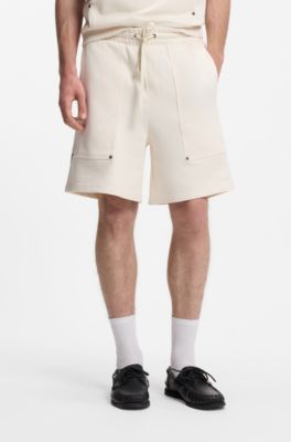 Loose-fit shorts in cotton with utility pockets, Natural