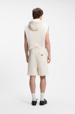 Loose-fit shorts in cotton with utility pockets, Natural