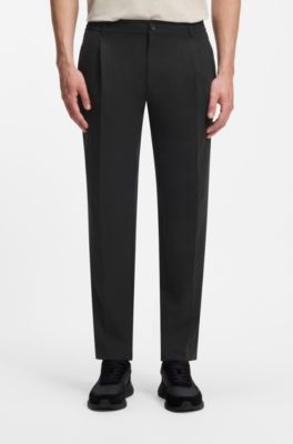 Pantaloni relaxed fit con pieghe sulla parte anteriore, Nero
