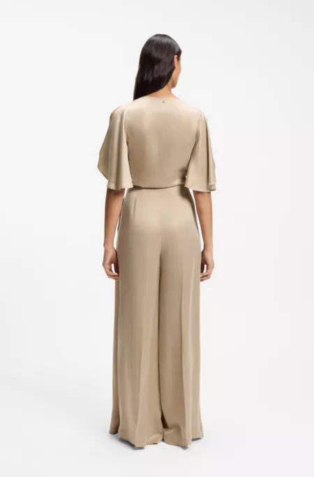 Wide-leg regular-fit trousers with box pleats