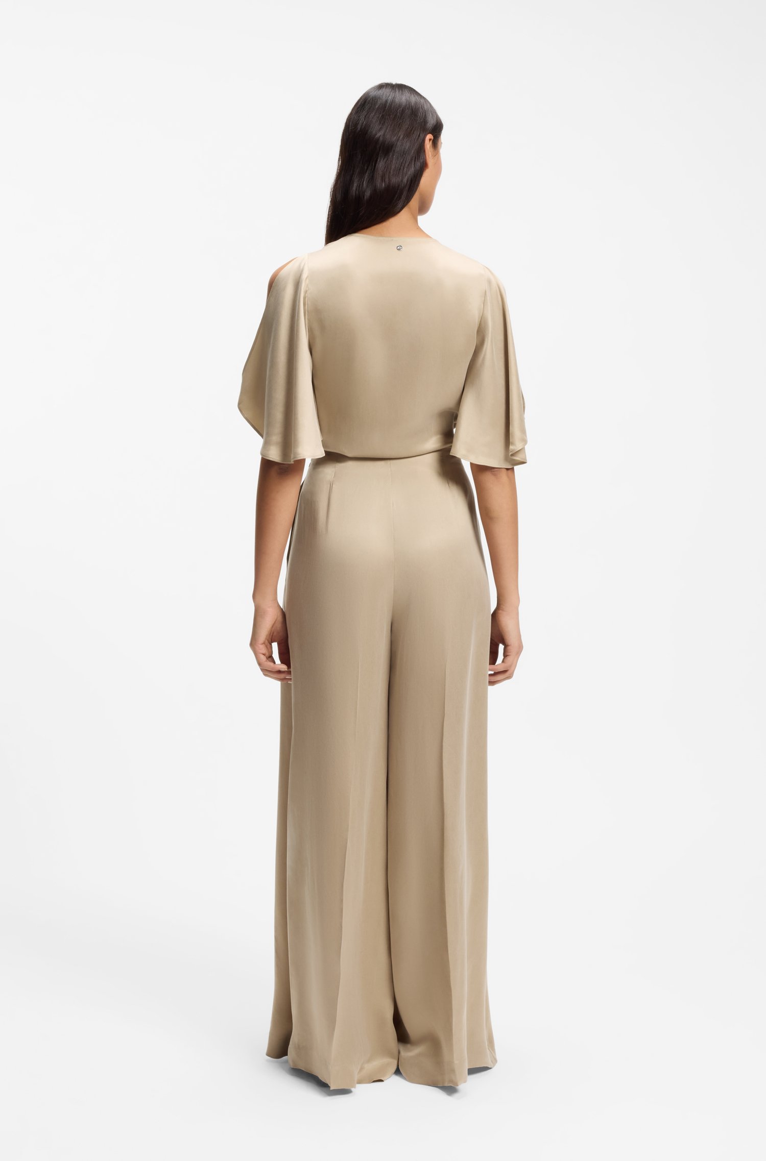 Boss Wide-leg regular-fit trousers with box pleats byxor dam – bild 2