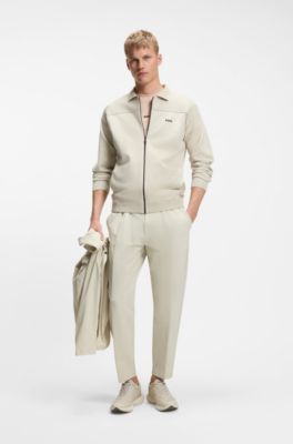 Pantaloni attivi con fit affusolato in tessuto elasticizzato idrorepellente, Beige chiaro