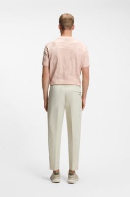 Pantaloni attivi con fit affusolato in tessuto elasticizzato idrorepellente, Beige chiaro