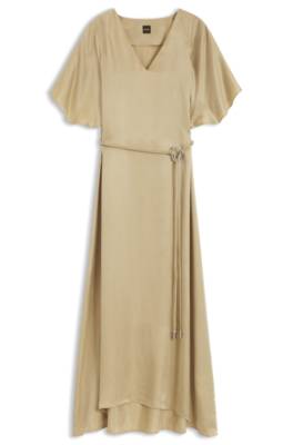 V-neck dress with buckled spaghetti belt 1