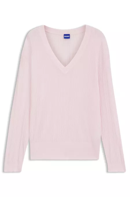 V-neck sweater with semi-sheer structure