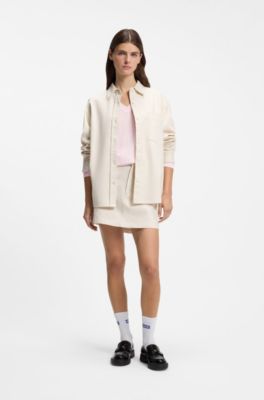 V-neck sweater with semi-sheer structure, Light Pink