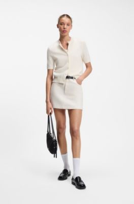 Regular-fit cardigan blended with virgin wool, Natural