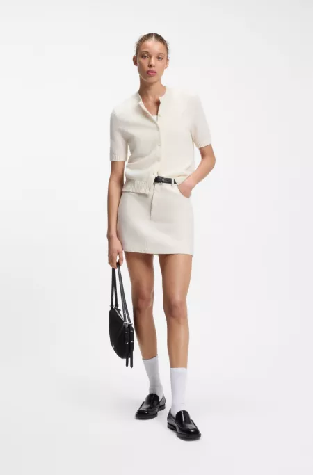 Regular-fit cardigan blended with virgin wool