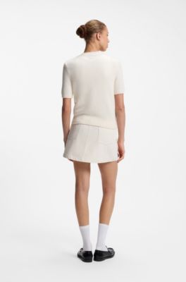 Regular-fit cardigan blended with virgin wool, Natural