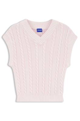 Sleeveless cable-knit sweater in cotton 1