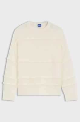 Oversized-fit sweater with rolling lines, Natural