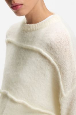 Oversized-fit sweater with rolling lines, Natural