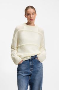 Oversized-fit sweater with rolling lines, Natural