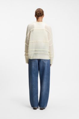 Oversized-fit sweater with rolling lines, Natural