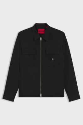Oversized-fit shirt with zip closure, Black