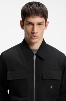 Oversized-fit shirt with zip closure, Black
