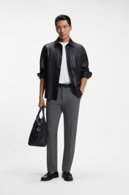 Modern-fit trousers in stretch dobby, Black