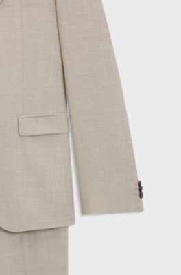 Two-piece extra-slim-fit suit in patterned fabric, Beige