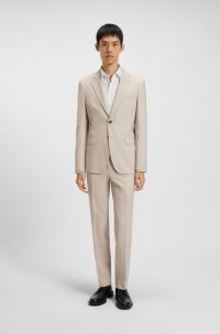 Two-piece extra-slim-fit suit in patterned fabric, Beige