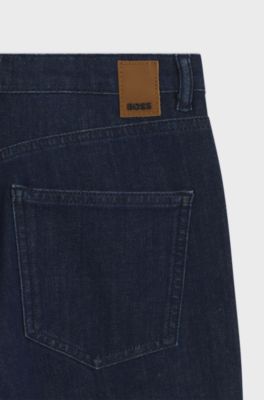 Regular-fit kick flare jeans in stretch denim, Dark Blue