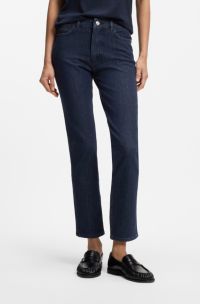 Regular-fit kick flare jeans in stretch denim, Dark Blue