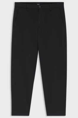 Tapered-fit trousers in a soft stretch blend, Black