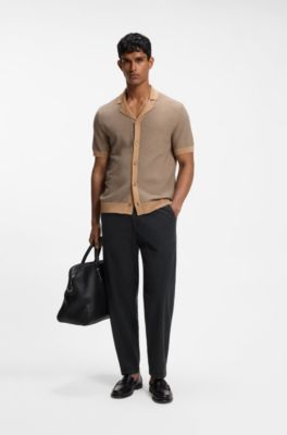 Tapered-fit trousers in a soft stretch blend, Black