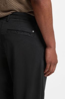 Tapered-fit trousers in a soft stretch blend, Black