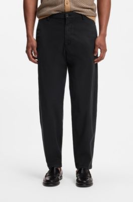 Tapered-fit trousers in a soft stretch blend, Black
