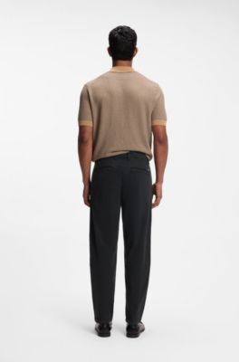 Tapered-fit trousers in a soft stretch blend, Black