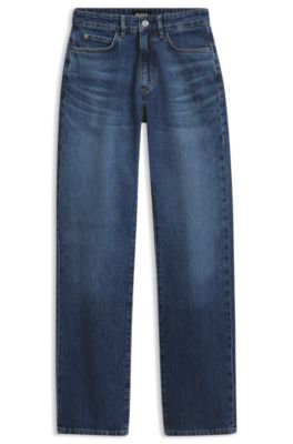 Slim-fit cropped jeans in stretch denim, Dark Blue