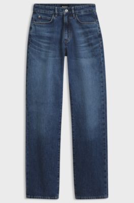 Slim-fit cropped jeans in stretch denim, Dark Blue