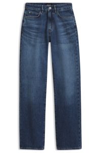 Vaqueros tobilleros slim fit en tejido vaquero el&aacute;stico, Azul oscuro