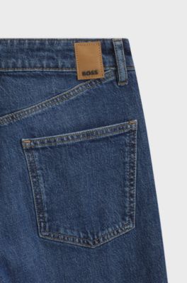 Slim-fit cropped jeans in stretch denim, Dark Blue