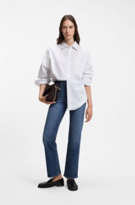 Slim-fit cropped jeans in stretch denim, Dark Blue