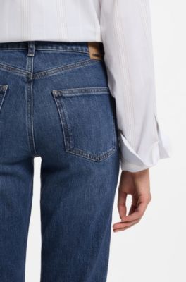Slim-fit cropped jeans in stretch denim, Dark Blue