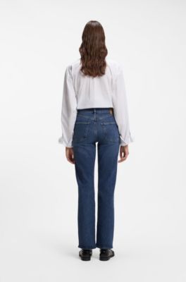 Slim-fit cropped jeans in stretch denim, Dark Blue