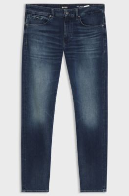 Delaware Slim-Fit Jeans aus elastischem Baumwoll-Mix, Dunkelblau
