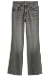 Flared-fit jeans van stretchdenim met marmereffect, Donkergrijs