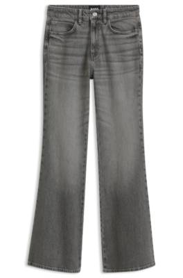 Boss Flared-fit jeans in marble-look stretch denim dam – bild 4