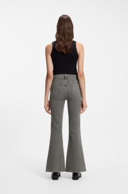 Flared-fit jeans in marble-look stretch denim, Dark Grey