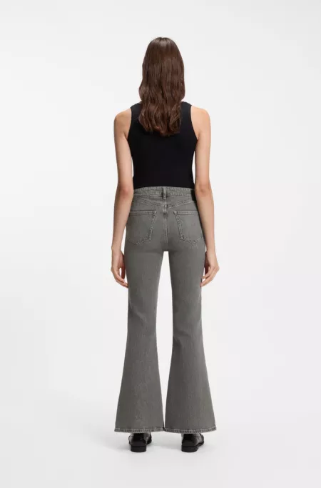Flared-fit jeans in marble-look stretch denim