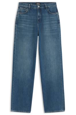Boss Boyfriend-fit jeans in indigo cotton blend dam – bild 4