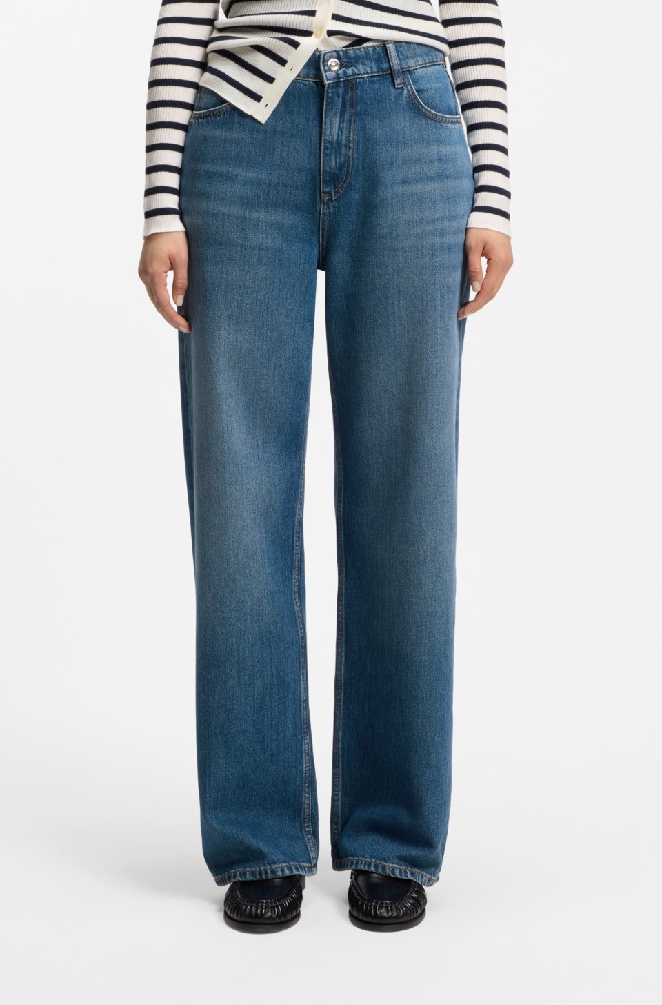 Boyfriend-fit jeans in indigo cotton blend