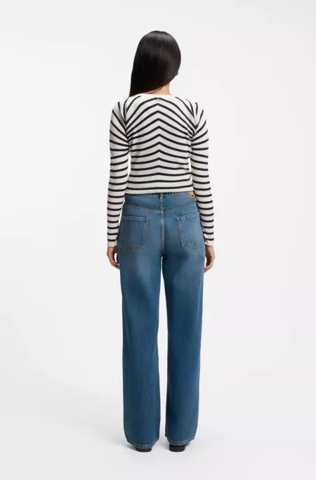 Jean Boyfriend indigo en mélange de coton