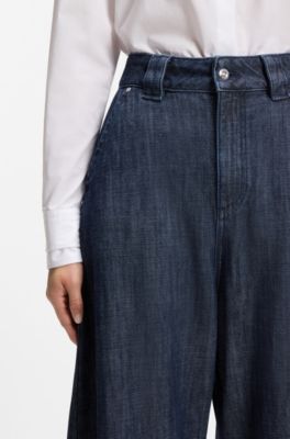 Relaxed-fit jeans in textured open-weave denim, Dark Blue
