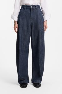 Relaxed-fit jeans in textured open-weave denim, Dark Blue