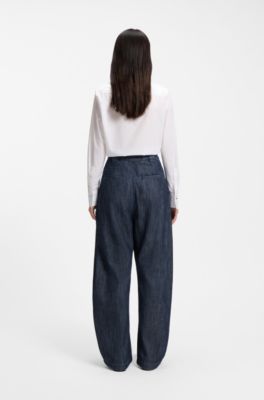 Relaxed-fit jeans in textured open-weave denim, Dark Blue